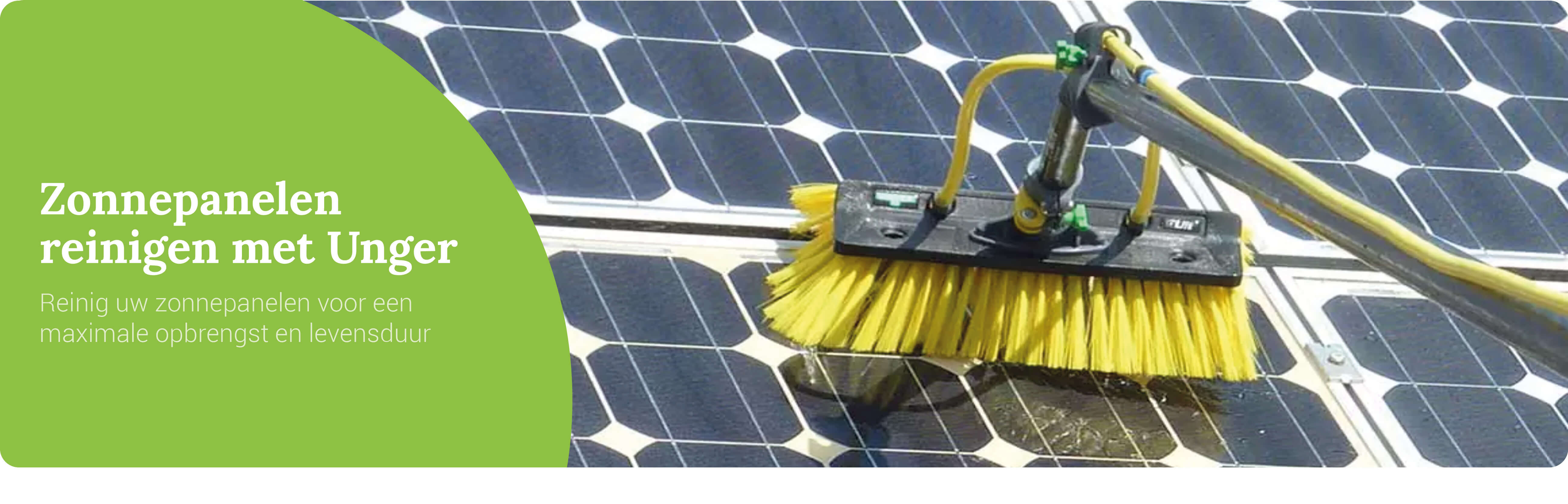 Hoofdbanner zonnepanelen reinigen met Unger
