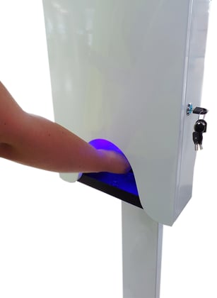 CaluClean handdesinfectiezuil wit met LCD scherm  wandmodel