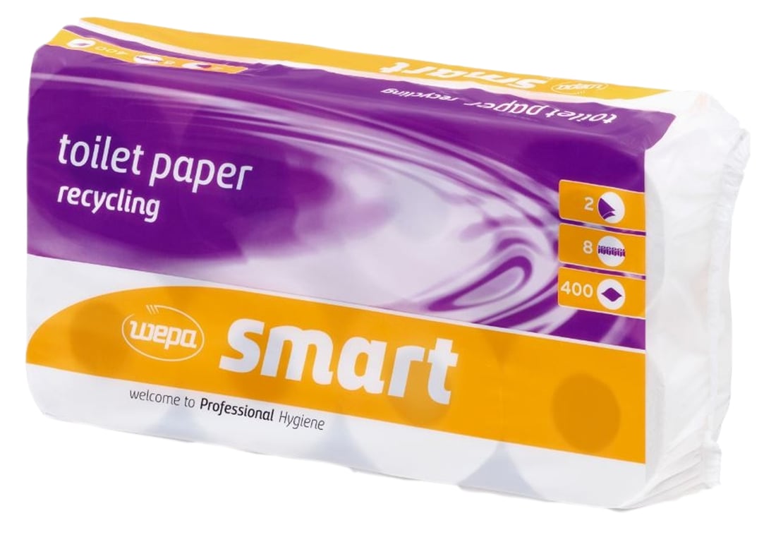 Wepa Smart toiletpapier wit Gerecycled dubbel laags papier 9,5x11cm 48x400 vel