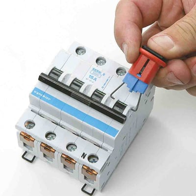 Brady pin-in miniatuuvergrendelingssysteem voor stroomonderbrekers rood zwart