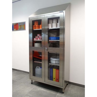 RVS legbordenkast met zichtvenster  950x500x1800mm