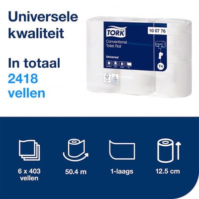 Tork T4 Traditioneel toiletpapier 1-lgs  6 rol wit