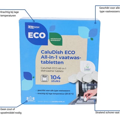 CaluDish Eco All-in-1 vaatwastabletten 104st 