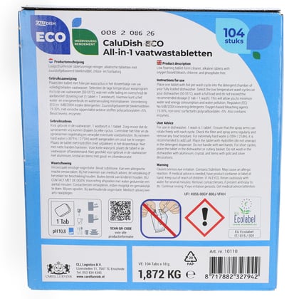CaluDish Eco All-in-1 vaatwastabletten 104st 
