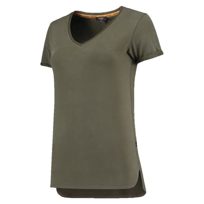 Tricorp Workwear premium dames t-shirt met v-hals legergroen maat XL