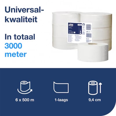 Tork T1 jumbo toiletpapier 1-lgs wit 6 rol