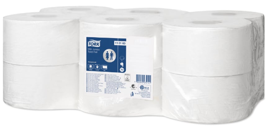 Tork mini jumbo toiletpapier 1 laags 12x240mtr wit voor T2 systeem