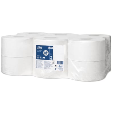 Tork mini jumbo toiletpapier 1 laags 12x240mtr wit voor T2 systeem