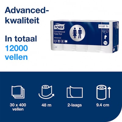Tork Advanced toiletpapier 2-laags 30 rol 400vel wit traditioneel