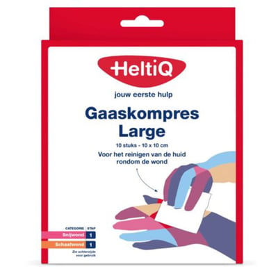 HeltiQ gaaskompres large 10x10cm 10st 