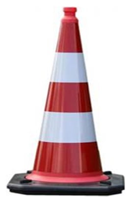 Afbakenkegel 75cm RWS rood met 2 witte banen