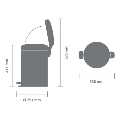 Brabantia pedaalemmer wit met metalen binnenemmer 12ltr