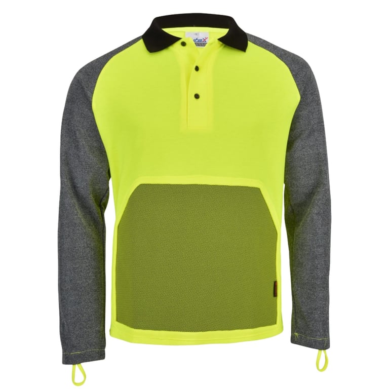 Poloshirt met snijbestendige mouwen fluor geel