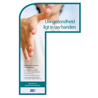 L-vormige sticker "Hand Desinfectie Zone" 