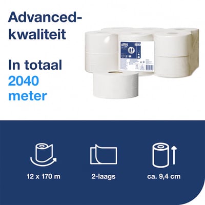 Tork Advanced Toiletpaper mini Jumbo roll 12x170mtr