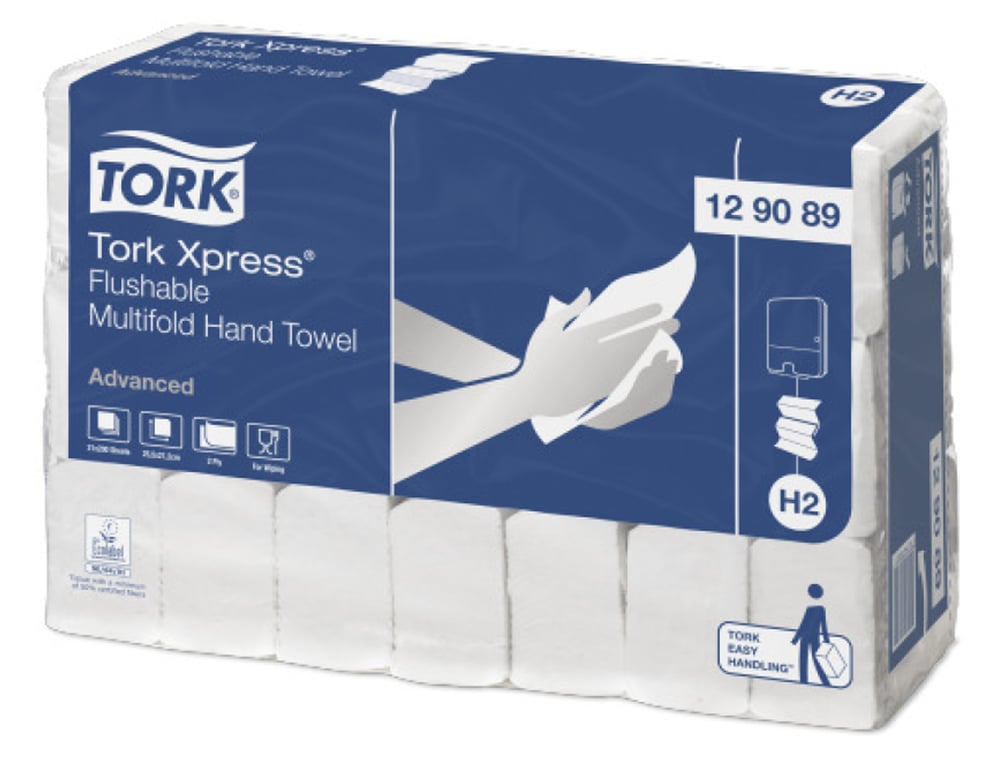 Tork H2 Xpress Flushable Multifold Hand Towel 21x200st