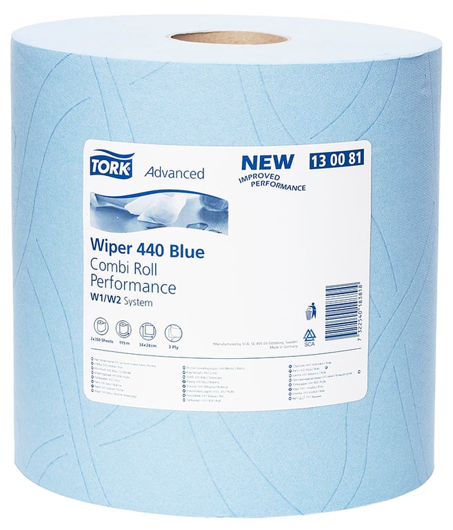 Tork Industrial Heavy-Duty combi rol poetspapier blauw 3lgs 2rollen