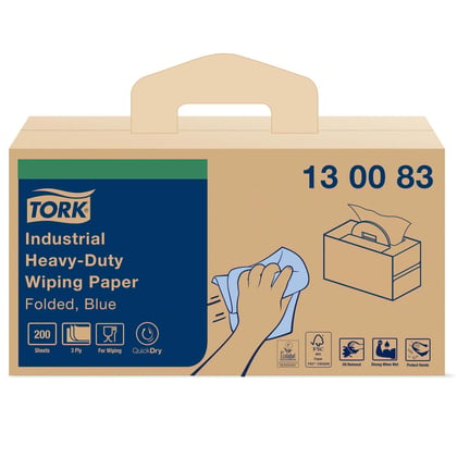 Tork Industrial Heavy-Duty poetspapier 3-lgs 1 x 200 vellen blauw