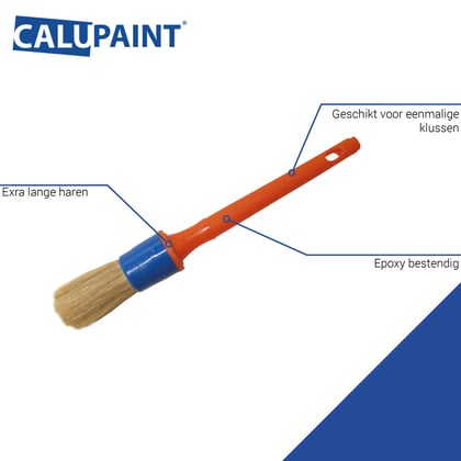 CaluPaint wegwerpkwast lang haar rond model oranje/blauw nr. 12