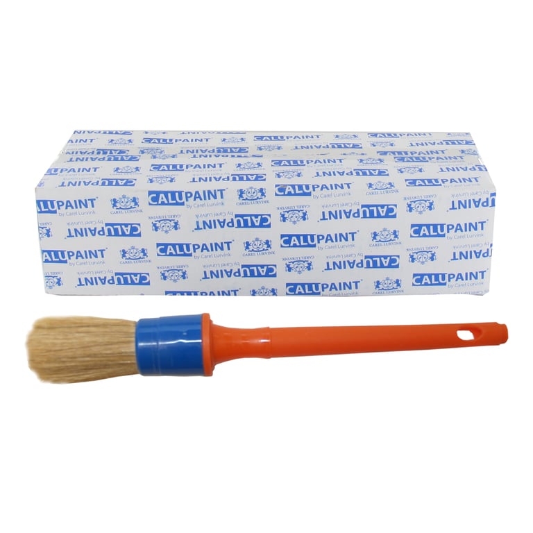 CaluPaint wegwerpkwast lang haar rond model oranje/blauw