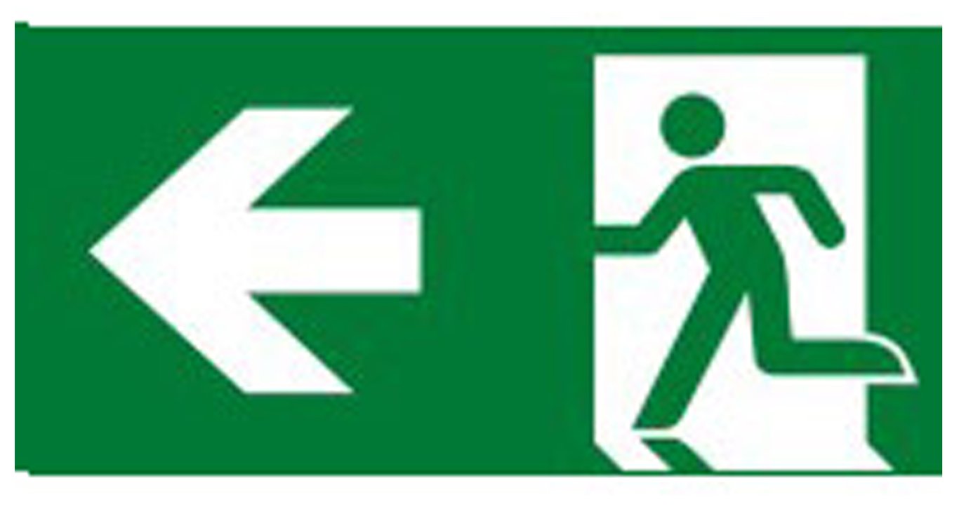 Brady bordje "nooduitgang links" ISO7010 aluminum 150x300mm