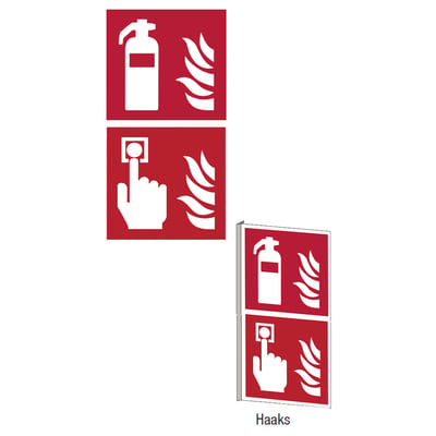 Brady bordje "brandblusser" en "brandmelder" tweerichtings haaks 403 x 203mm