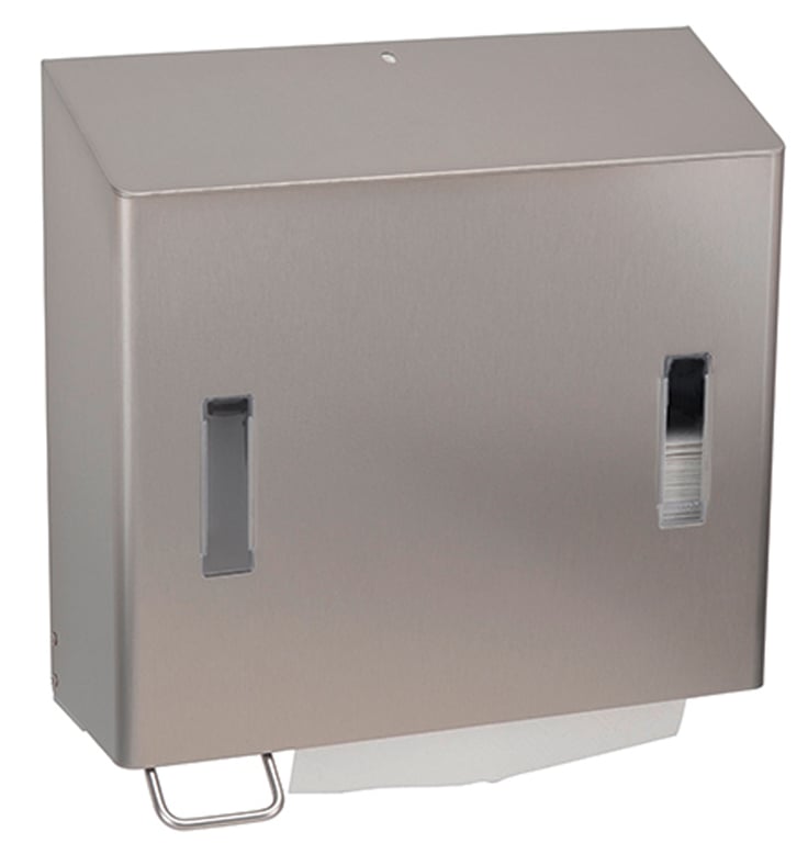 Santral RVS zeep en handdoek dispenser