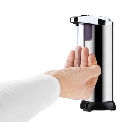 Hygiënestation RVS met 1ltr touchless  dispenser voor zeep of desinfectiemiddel 