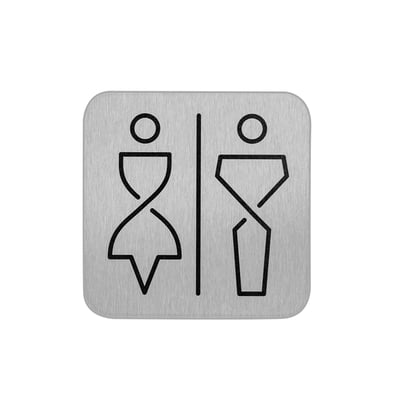 Bordje RVS toilet gender neutraal  anti fingerprint proof 12x12cm 