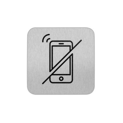 Bordje RVS geen telefoons anti fingerprint proof 12x12cm