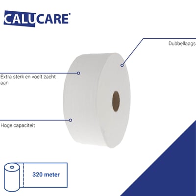 CaluCare Premium jumborol toiletpapier  2-lgs cellulose 6x320mtr