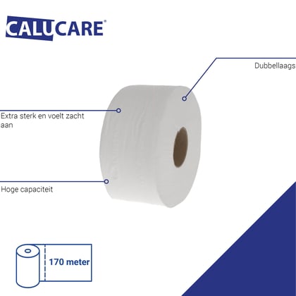 CaluCare Premium mini jumborol toiletpapier 2-lgs cellulose 12x170mtr