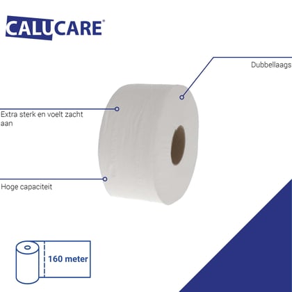 CaluCare Premium mini jumborol toiletpapier 2-lgs cellulose 12x160mtr