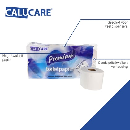 CaluCare Premium toiletpapier 3-lgs  100% cellulose 9x8 a 250vel