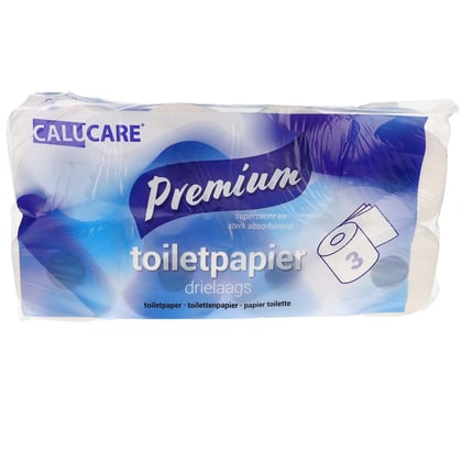 CaluCare Premium toiletpapier 3-lgs  100% cellulose 9x8 a 250vel