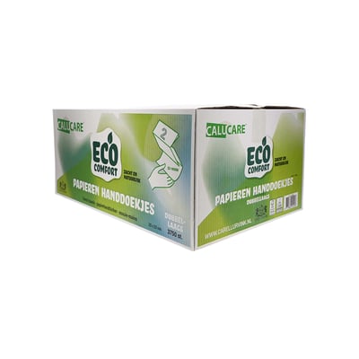 CaluCare ECO Comfort papieren handdoekjes 2-lgs V-vouw 23x25cm 3750 stuks