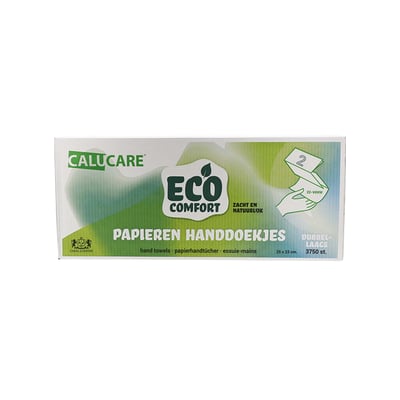CaluCare ECO Comfort papieren handdoekjes 2-lgs V-vouw 23x25cm 3750 stuks