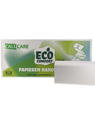 CaluCare ECO Comfort papieren handdoekjes 2-lgs ZZ-vouw 23x25cm 