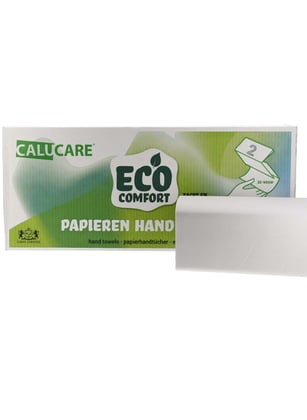 CaluCare ECO Comfort papieren handdoekjes 2-lgs V-vouw 23x25cm 3750 stuks