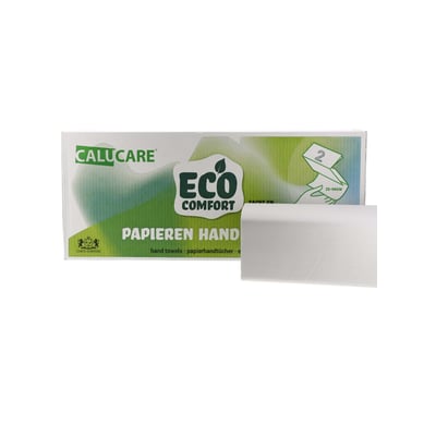 CaluCare ECO Comfort papieren handdoekjes 2-lgs V-vouw 23x25cm 3750 stuks