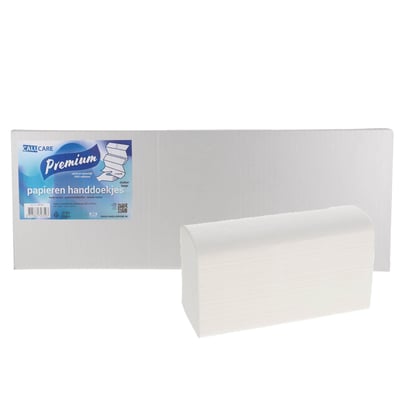 CaluCare Premium papieren handdoekjes 2-lgs Z-vouw 100% cellulose 20,3x24 cm 3750 st.