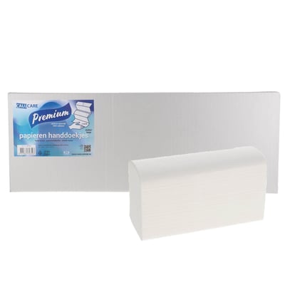 CaluCare Premium papieren handdoekjes 2-lgs Z-vouw 100% cellulose 20,3x24 cm