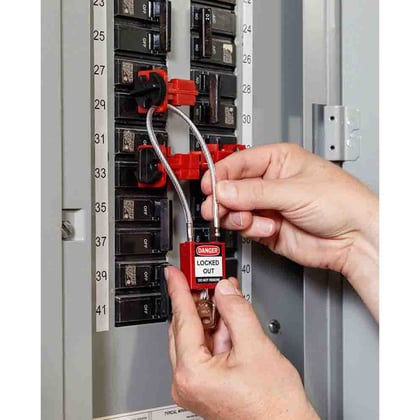 Brady compact veiligheidsslot rood met kabel