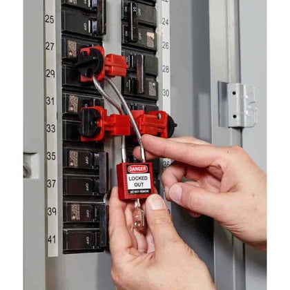 Brady compact veiligheidsslot rood met kabel