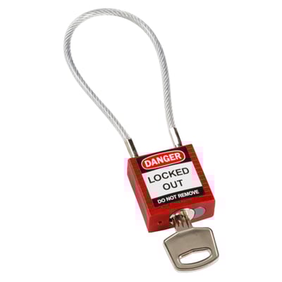 Brady compact veiligheidsslot rood met kabel 