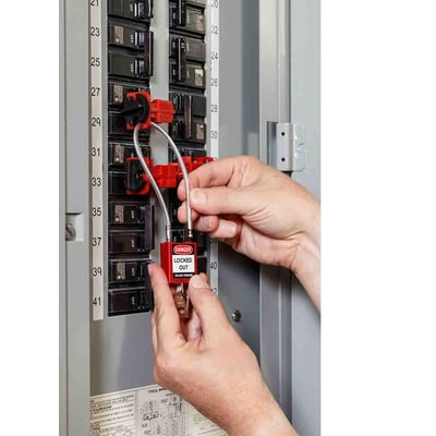Brady compacte kabelveiligheidsslot rood  kabellengte 40cm