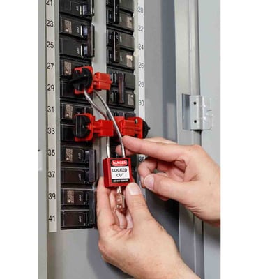 Brady compacte kabelveiligheidsslot rood  kabellengte 40cm