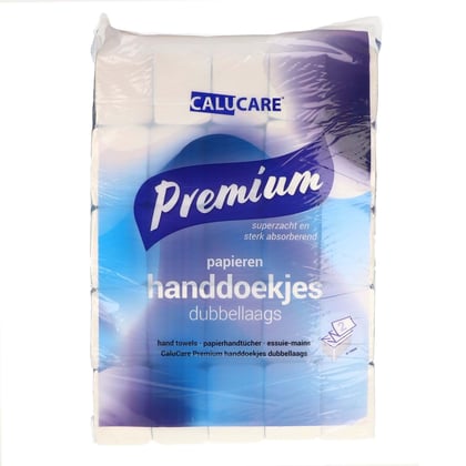 CaluCare Premium papieren handdoekjes 2-lgs W-vouw 100% cellulose 20,6x32cm 3000st