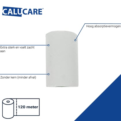 CaluCare ECO Comfort mini poetsrollen 1-lgs cellulose zonder kern 12x120mtr