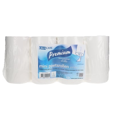 CaluCare Premium mini poetsrollen 1-lgs cellulose zonder kern 12x120mtr